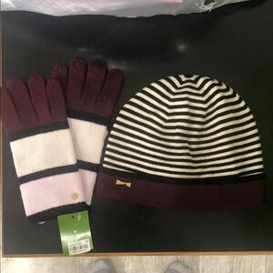 Striped Beanie and Gloves Set